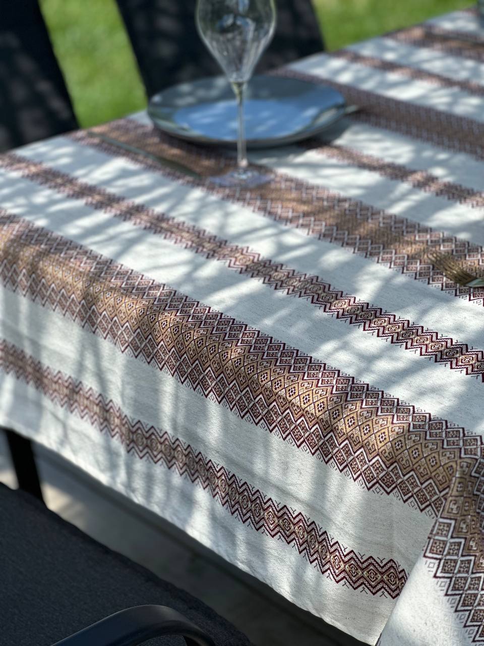 Ukrainian tablecloth embroidered linen, Ukrainian ornament, luxury quality (custom or standard size)