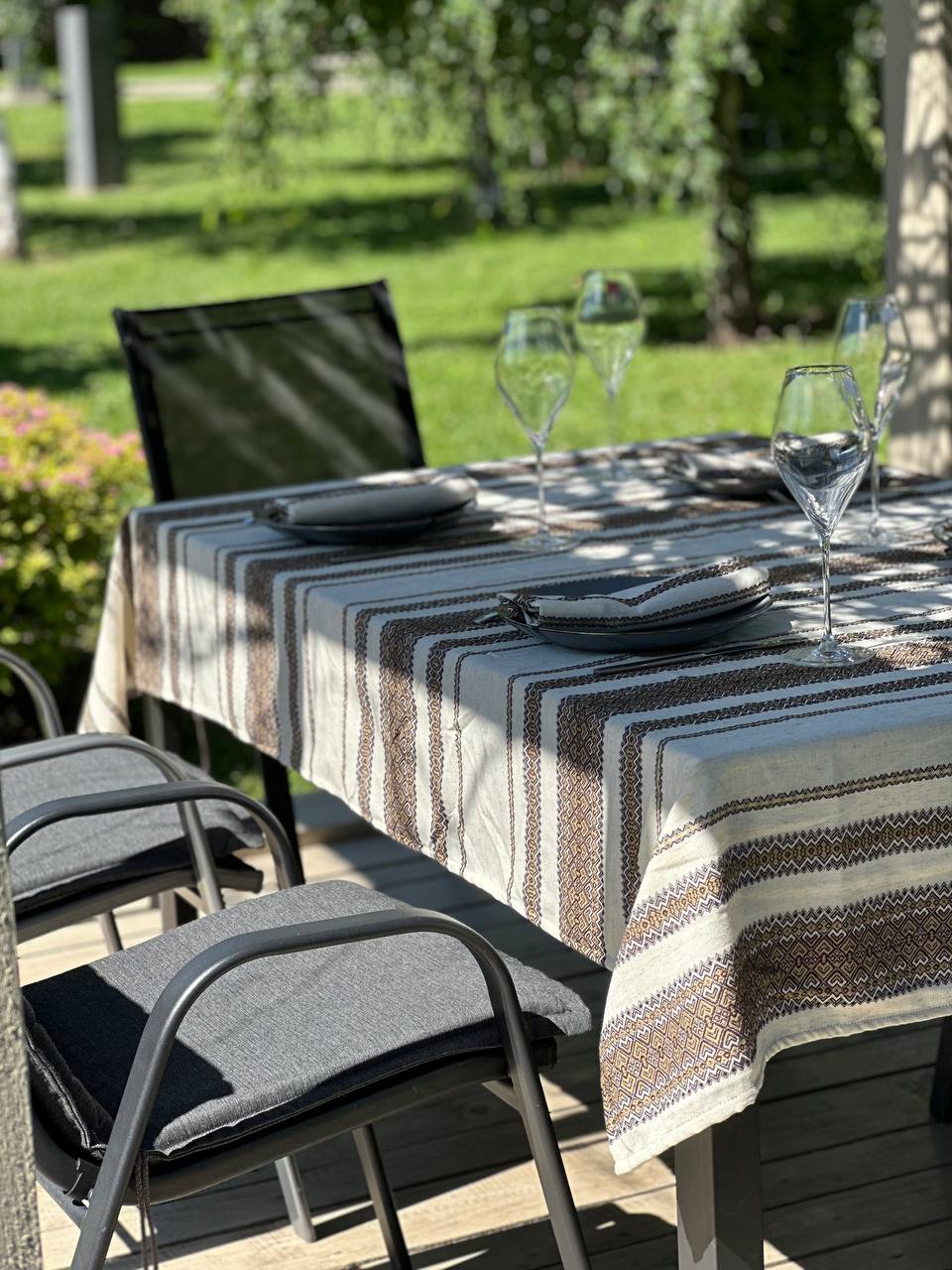 Ukrainian tablecloth embroidered linen, Ukrainian ornament, luxury quality (custom or standard size)