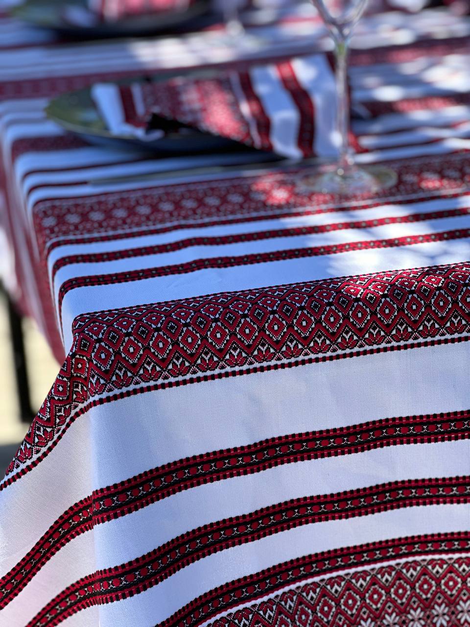 Ukrainian tablecloth embroidered linen, Ukrainian ornament, luxury quality (custom or standard size)