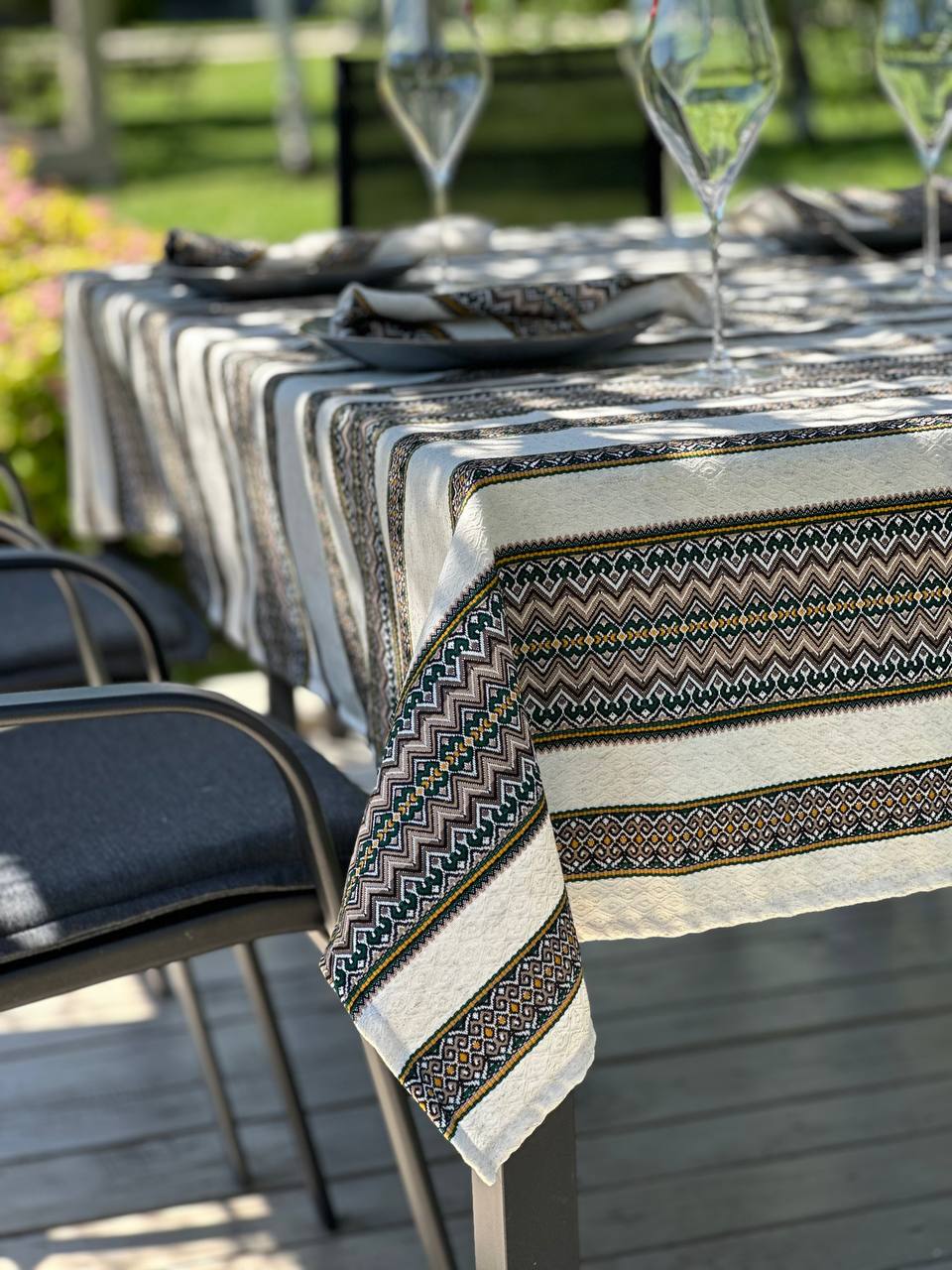 Ukrainian tablecloth embroidered linen, Ukrainian ornament, luxury quality (custom or standard size)