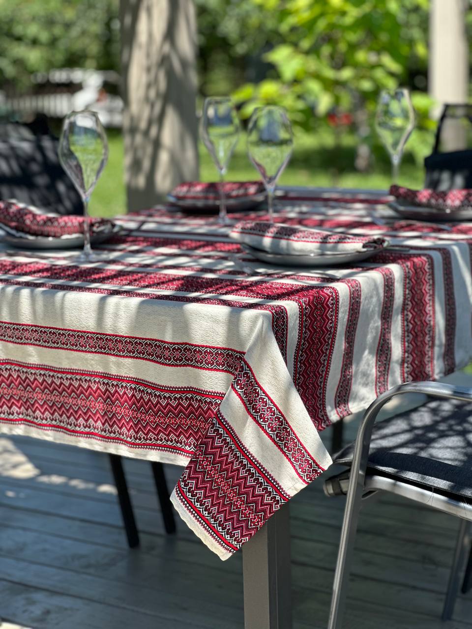 Ukrainian tablecloth embroidered linen, Ukrainian ornament, luxury quality (custom or standard size)