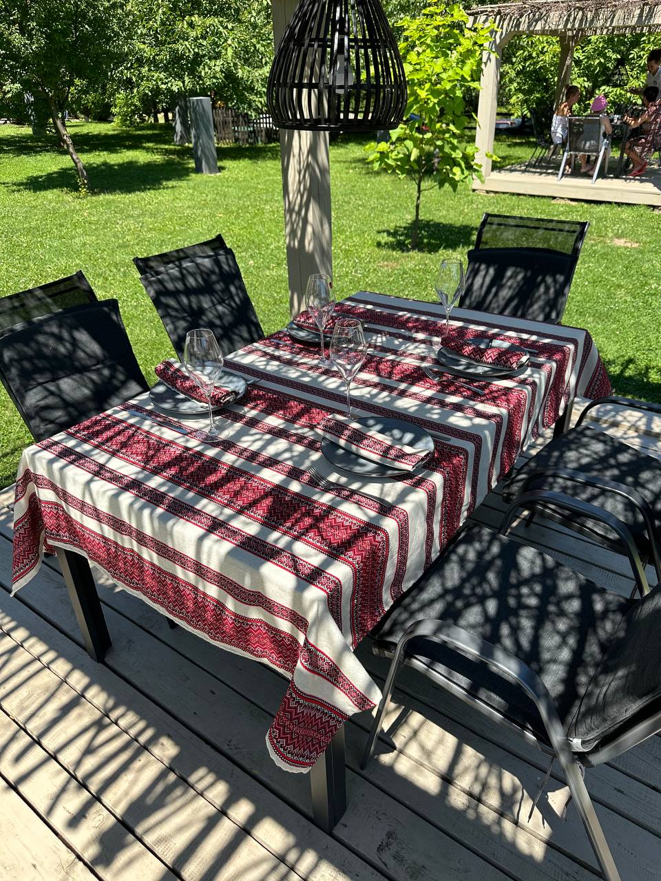 Ukrainian tablecloth embroidered linen, Ukrainian ornament, luxury quality (custom or standard size)