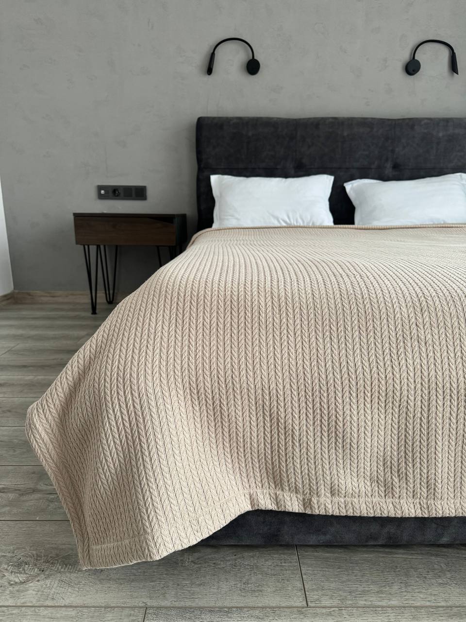 Bedspread "Braid", 100% cotton, beige color