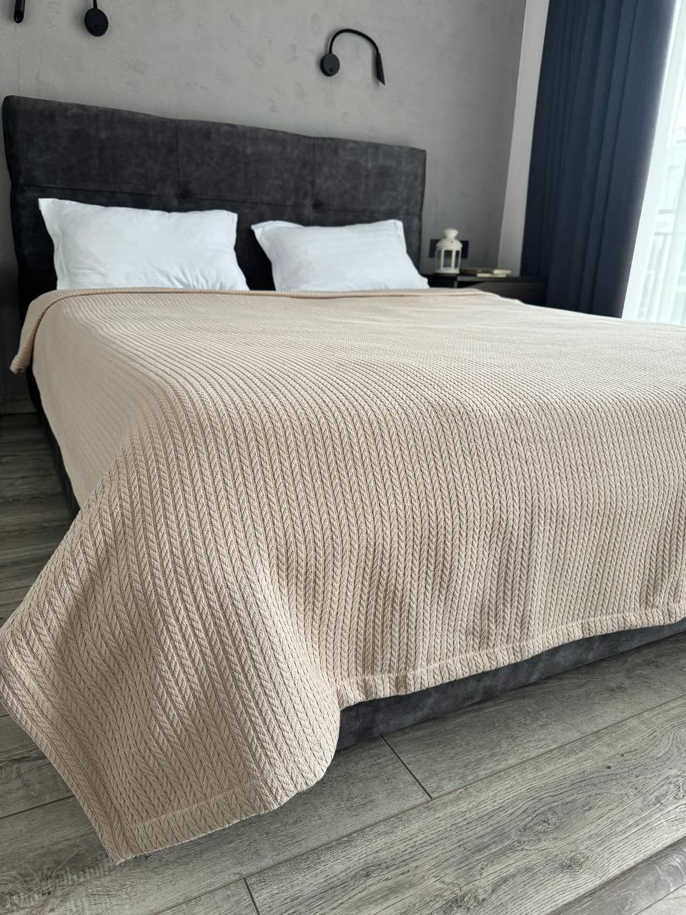 Bedspread "Braid", 100% cotton, beige color