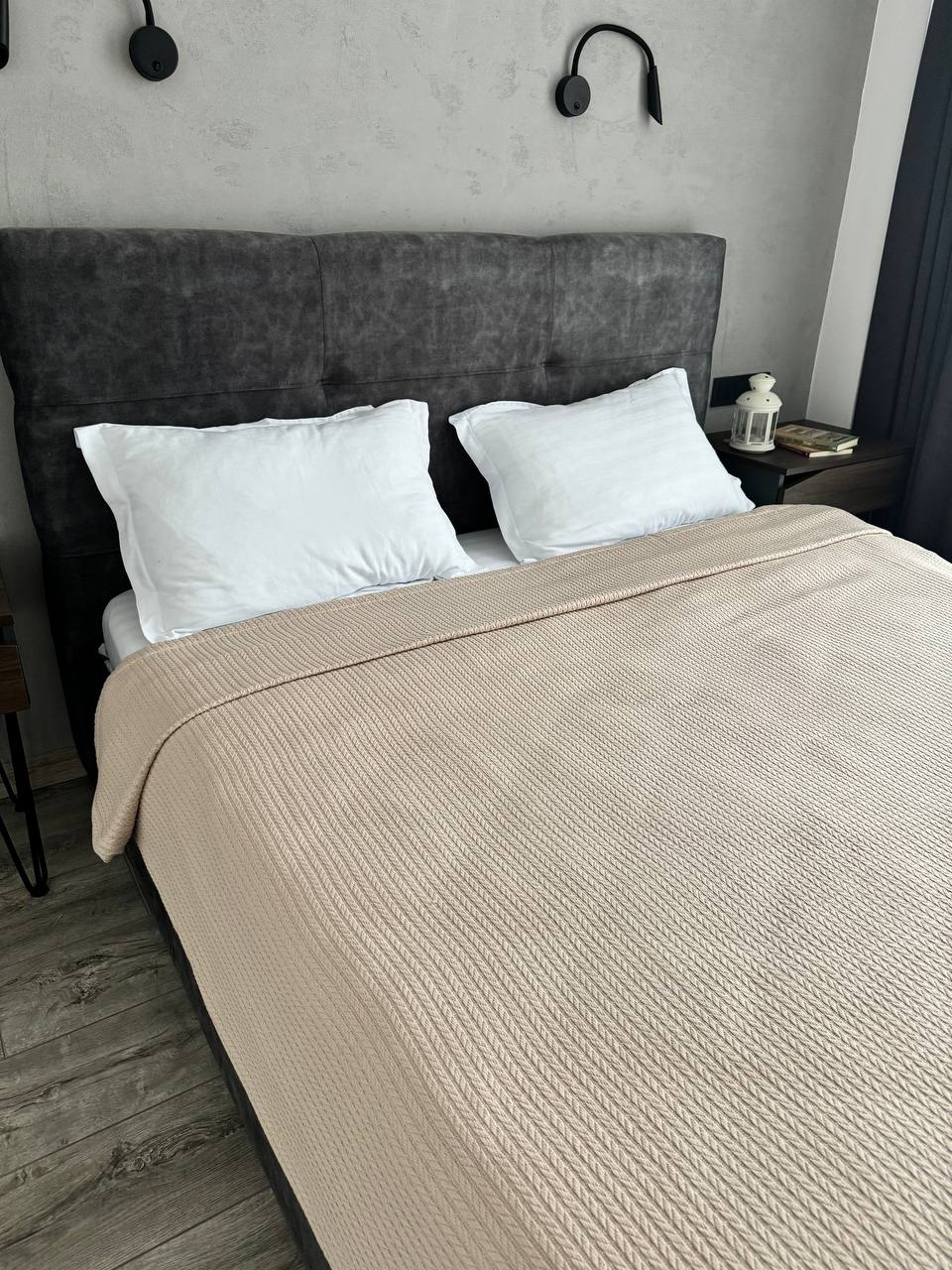 Bedspread "Braid", 100% cotton, beige color