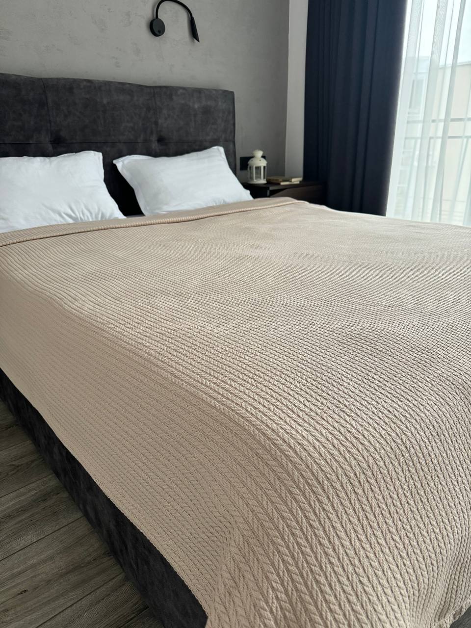 Bedspread "Braid", 100% cotton, beige color