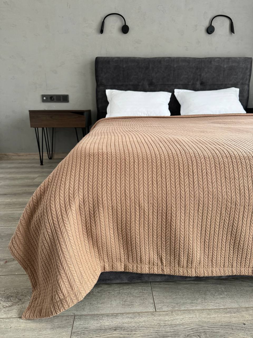 Bedspread "Braid", 100% cotton, brown color
