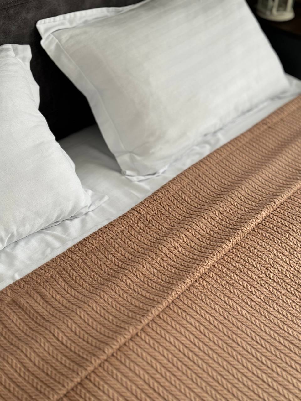 Bedspread "Braid", 100% cotton, brown color
