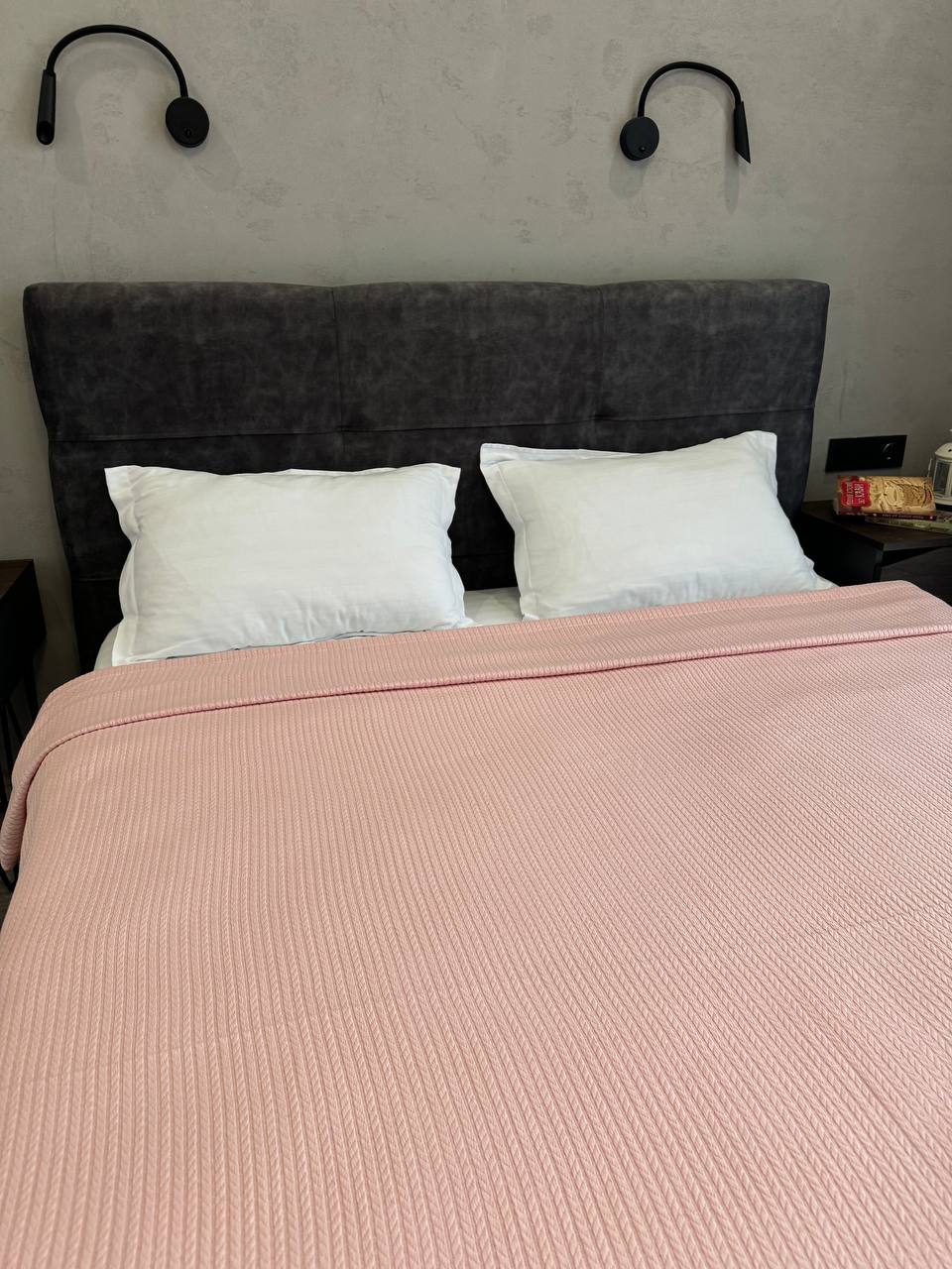 Bedspread "Braid", 100% cotton, pink color