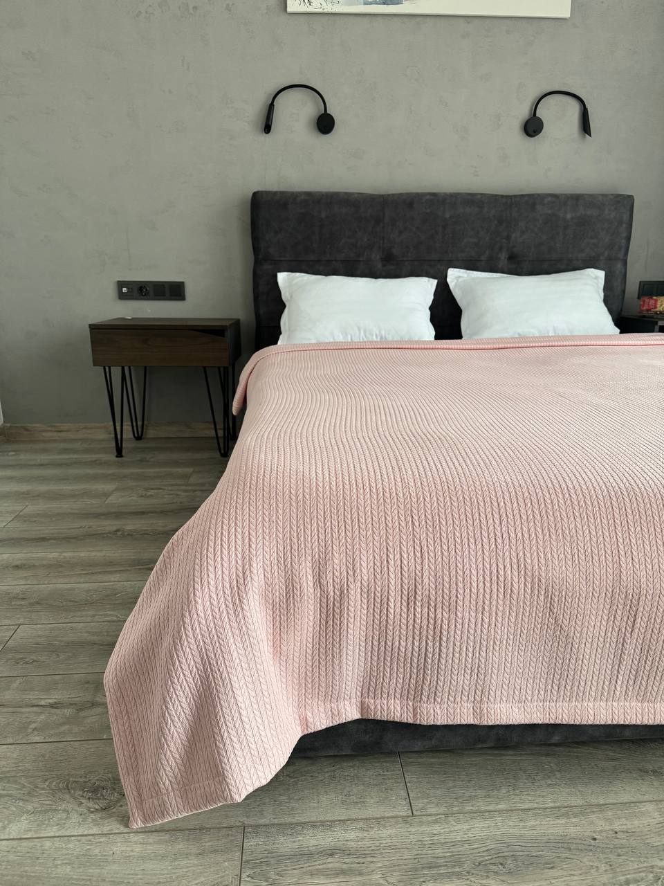 Bedspread "Braid", 100% cotton, pink color