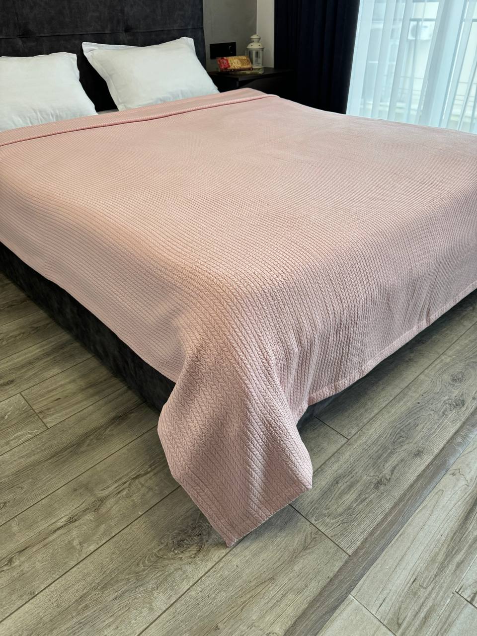 Bedspread "Braid", 100% cotton, pink color