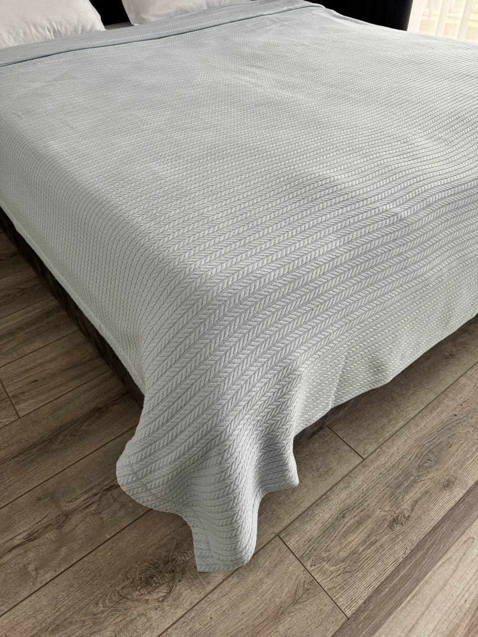 Bedspread "Braid", 100% cotton, blue color