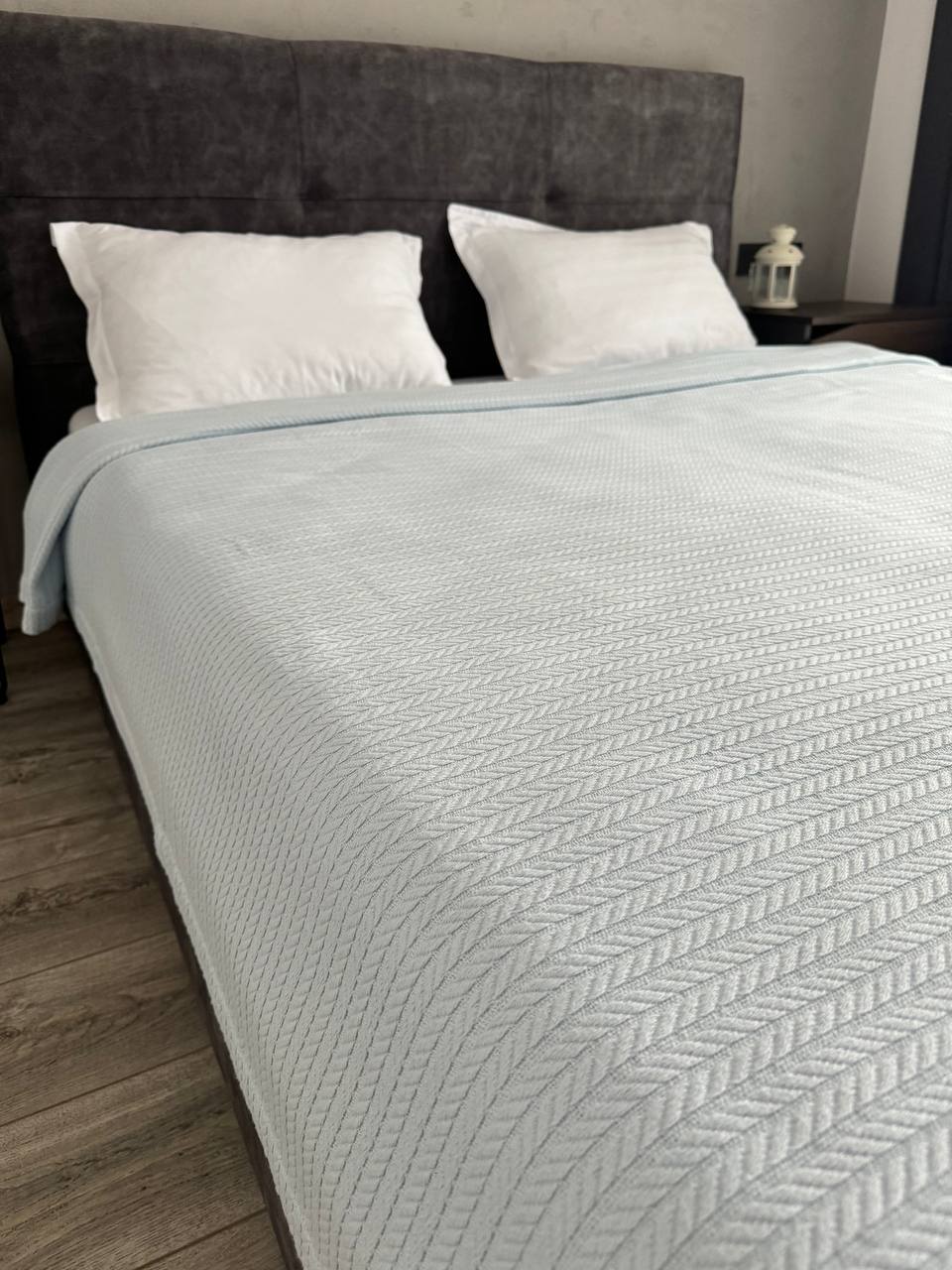 Bedspread "Braid", 100% cotton, blue color