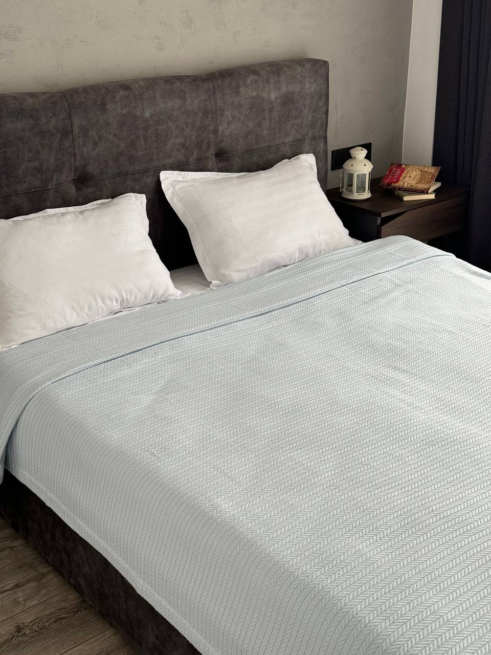 Bedspread "Braid", 100% cotton, blue color