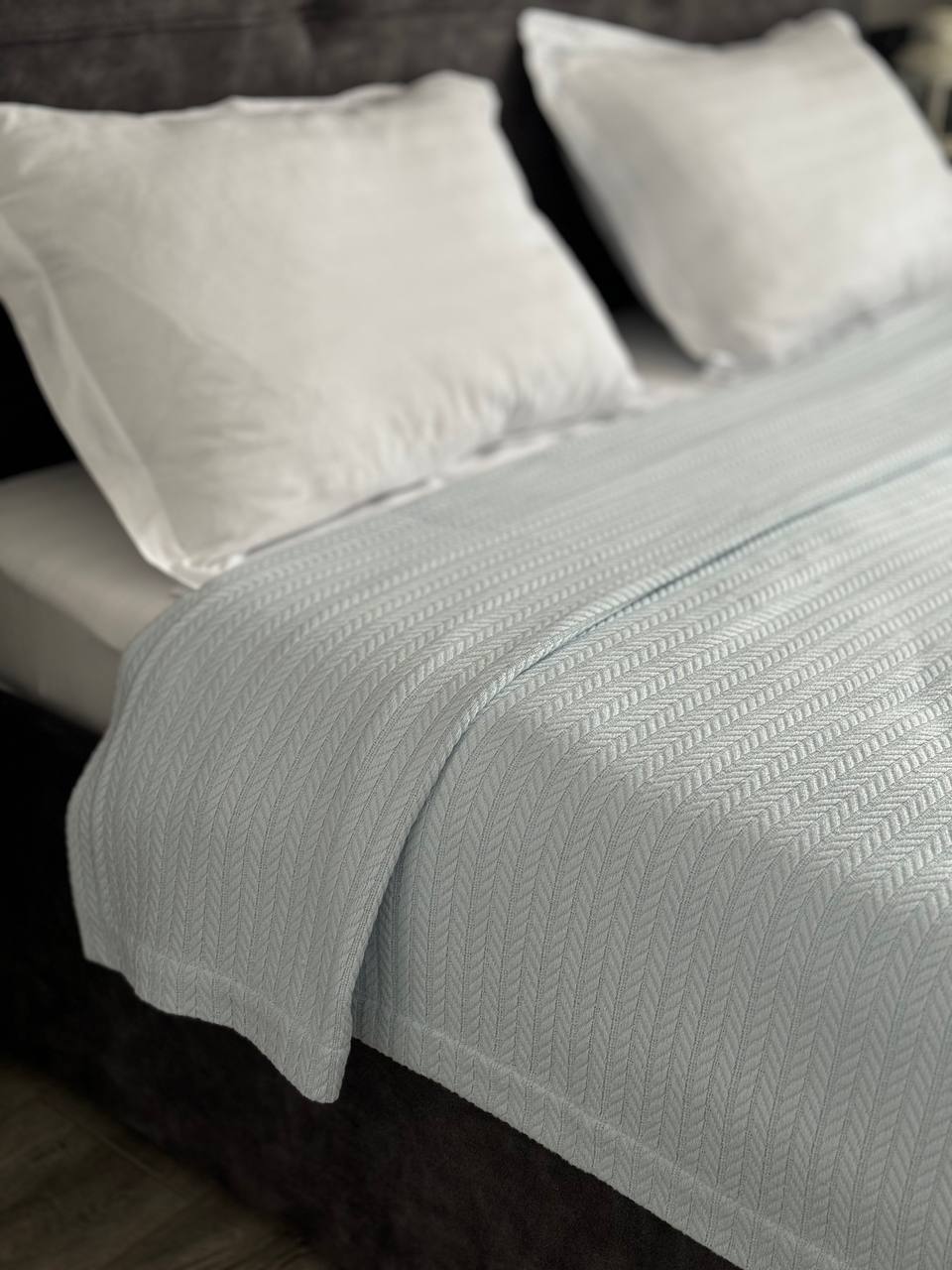 Bedspread "Braid", 100% cotton, blue color