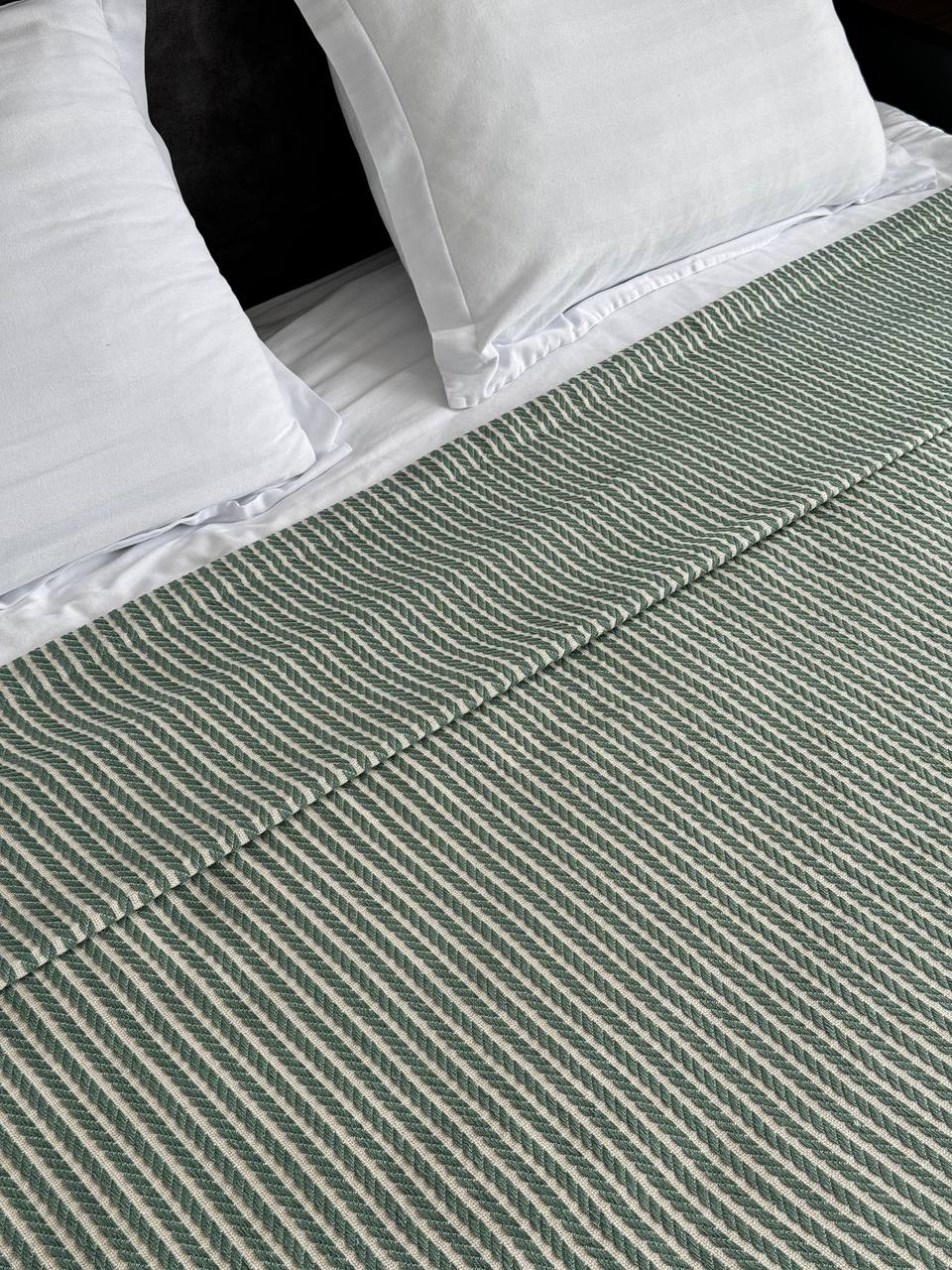 Plaid bedspread braid-combined, 100% cotton, green color