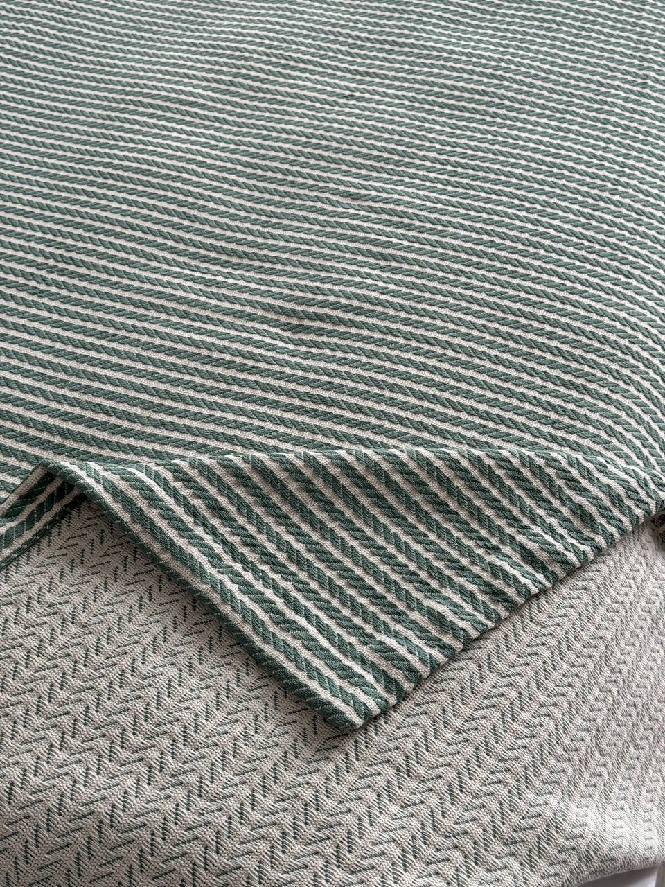 Plaid bedspread braid-combined, 100% cotton, green color