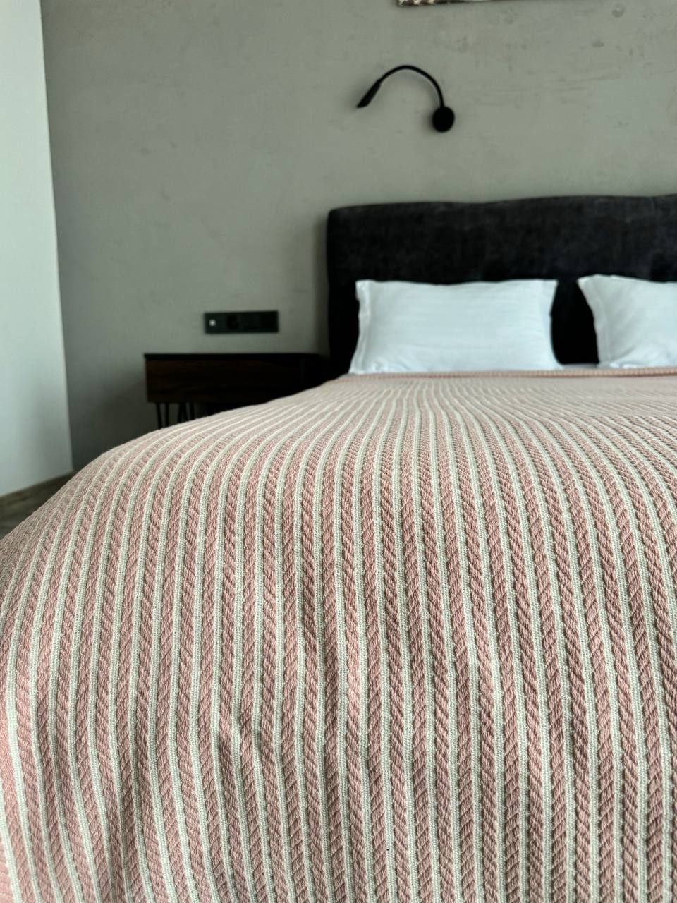 Plaid bedspread braid-combined, 100% cotton, pink color