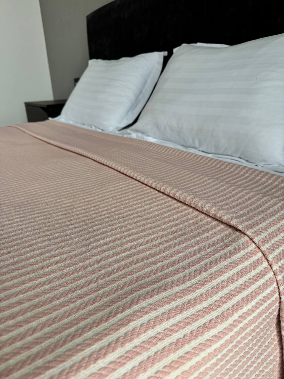 Plaid bedspread braid-combined, 100% cotton, pink color