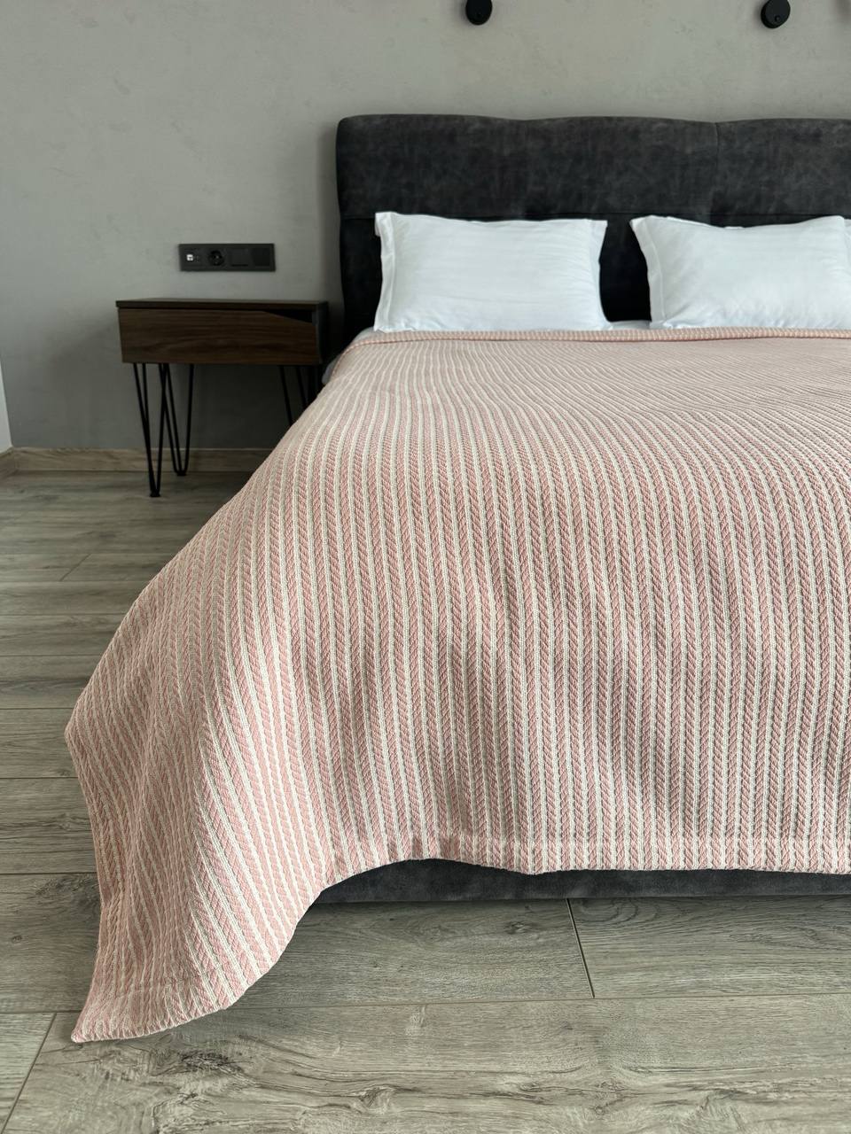Plaid bedspread braid-combined, 100% cotton, pink color