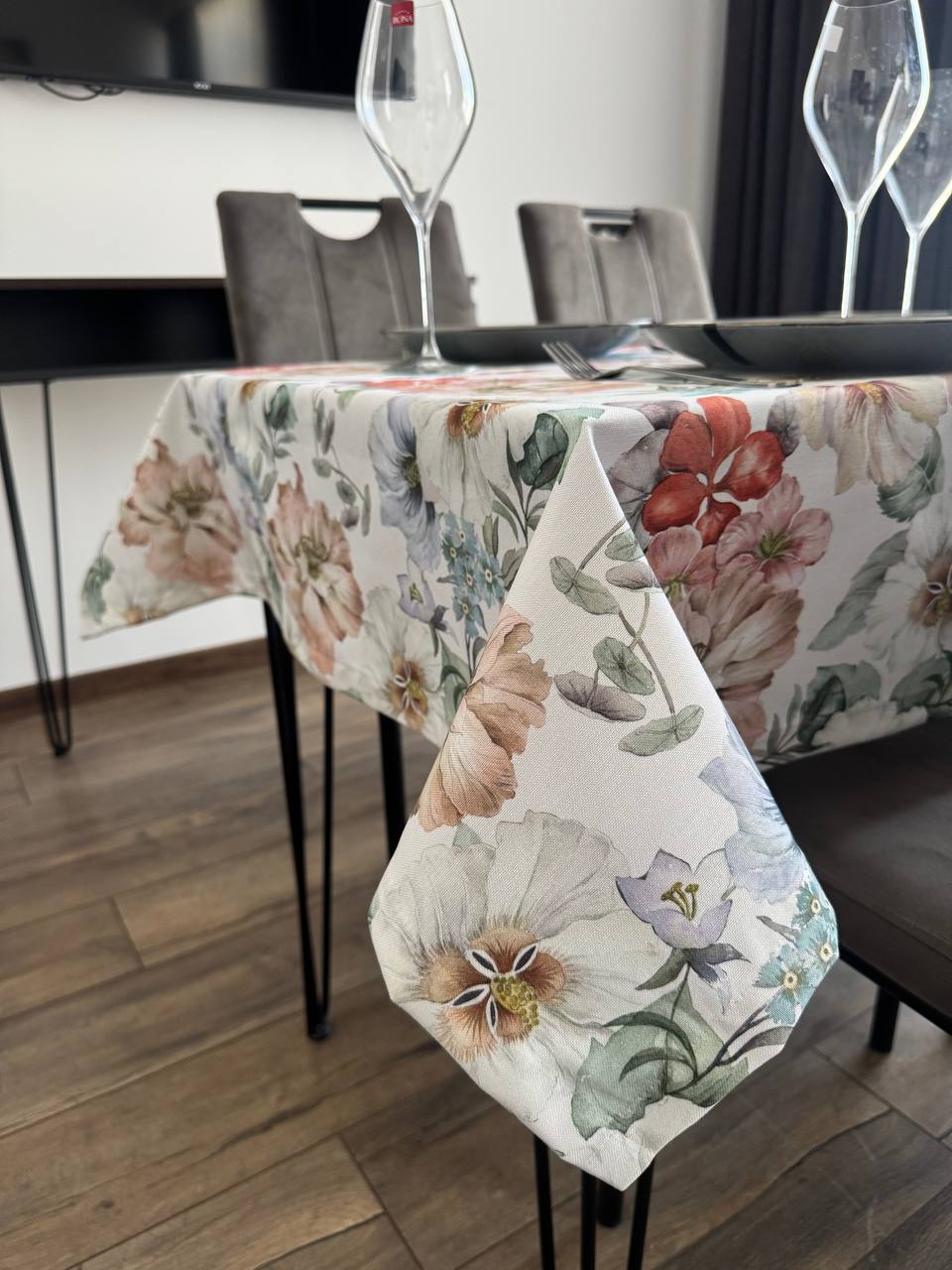 Linen waterproof tablecloth with Teflon, Geometry collection, luxury quality (custom or standard size)