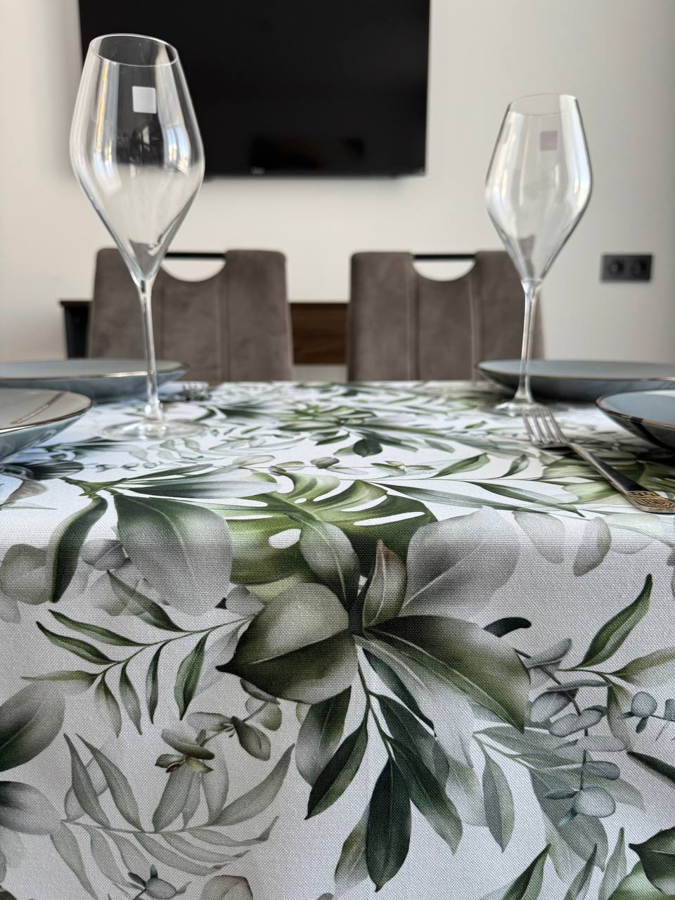 Linen waterproof tablecloth with Teflon, Geometry collection, luxury quality (custom or standard size)