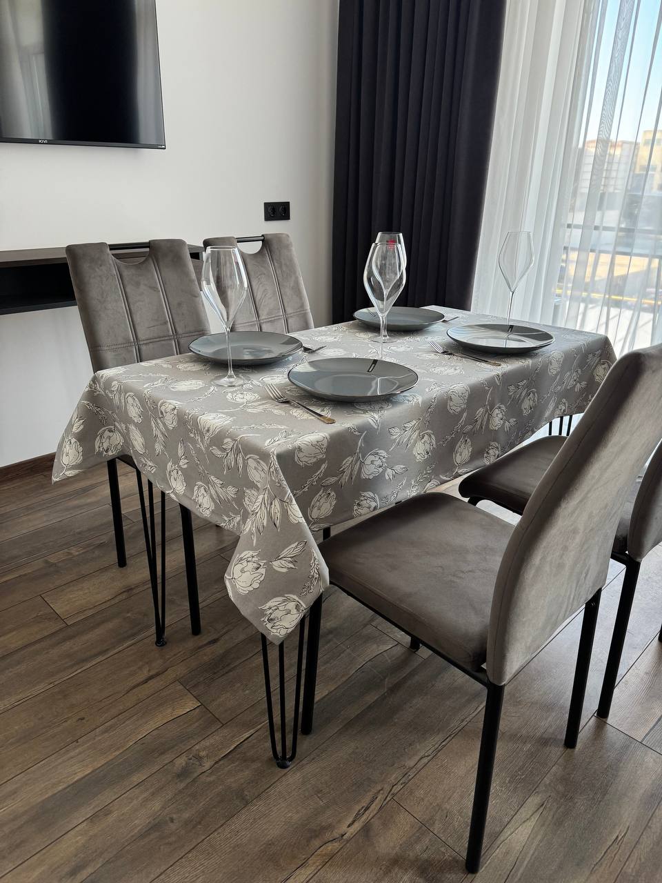 Linen waterproof tablecloth with Teflon, Geometry collection, luxury quality (custom or standard size)