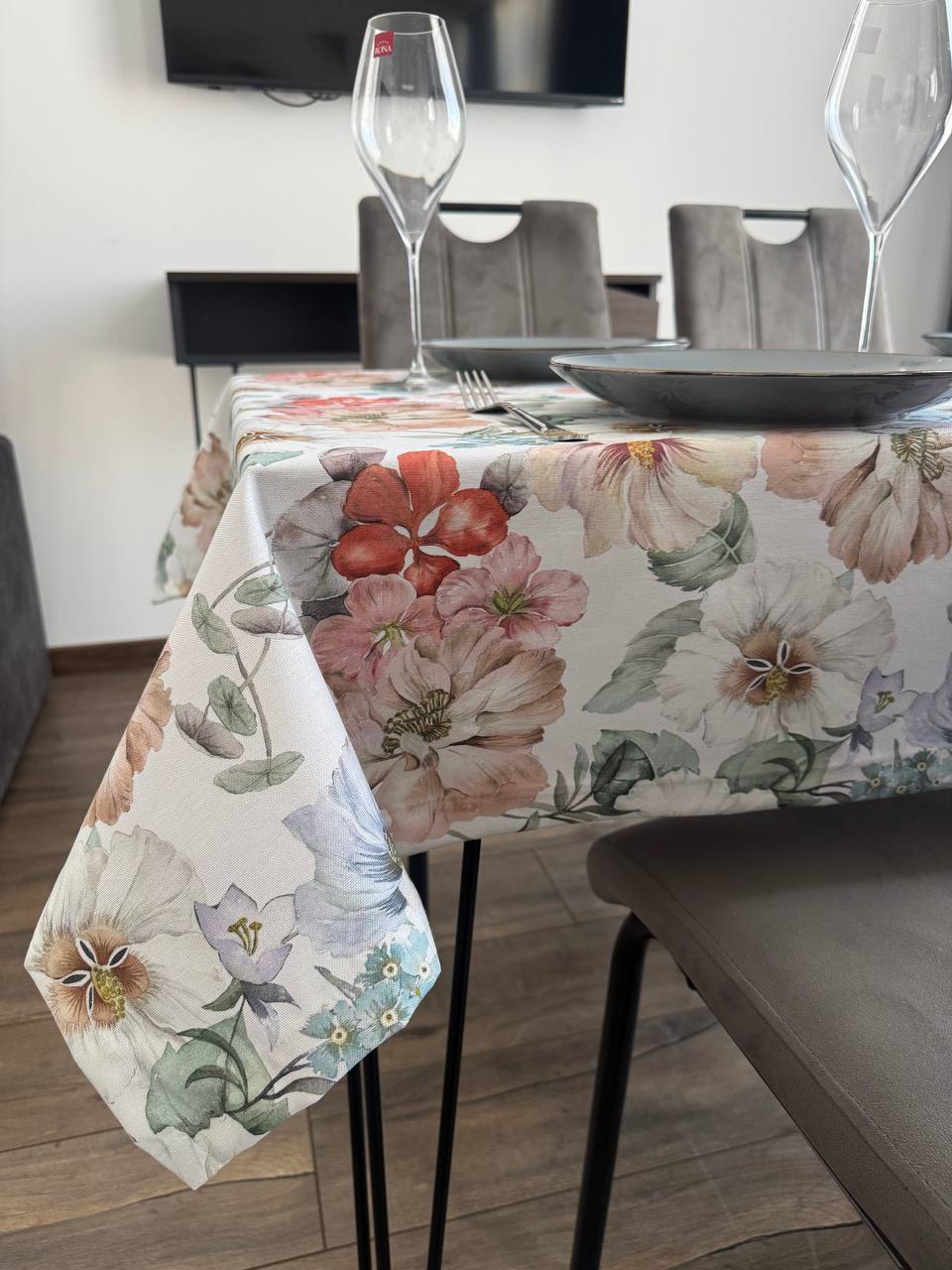 Linen waterproof tablecloth with Teflon, Geometry collection, luxury quality (custom or standard size)