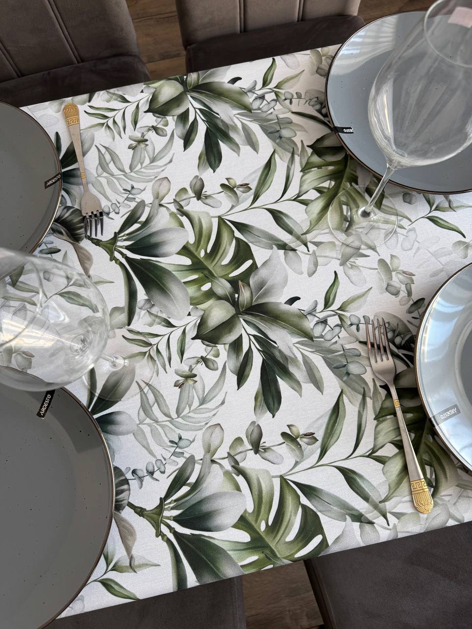 Linen waterproof tablecloth with Teflon, Geometry collection, luxury quality (custom or standard size)