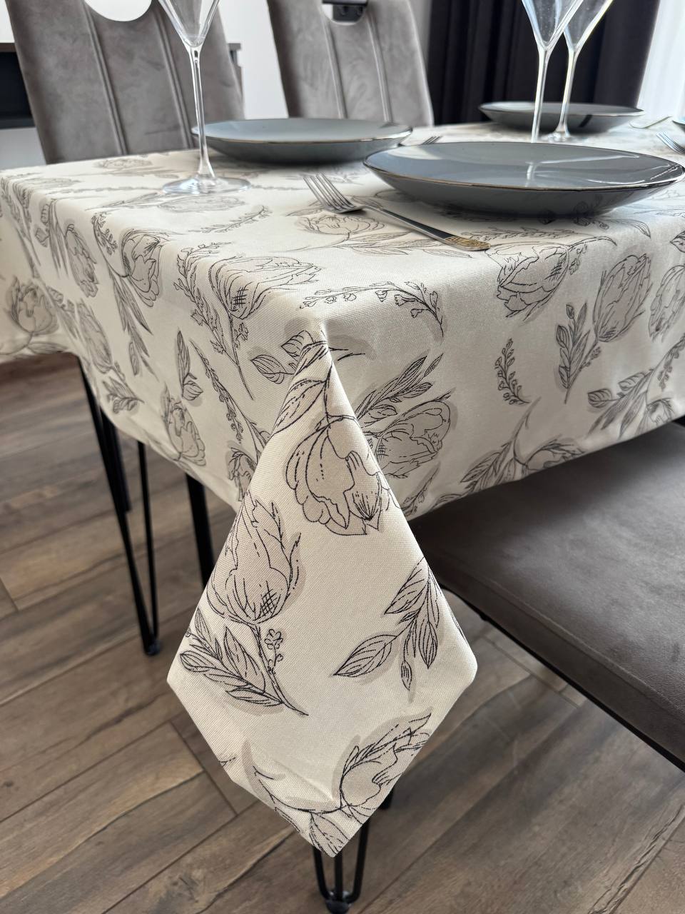 Linen waterproof tablecloth with Teflon, Geometry collection, luxury quality (custom or standard size)