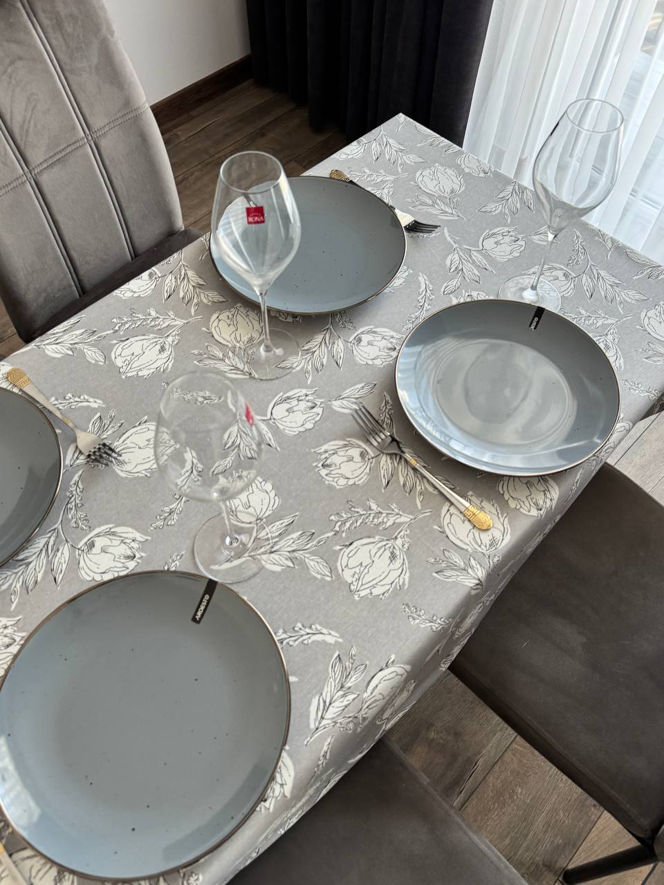 Linen waterproof tablecloth with Teflon, Geometry collection, luxury quality (custom or standard size)
