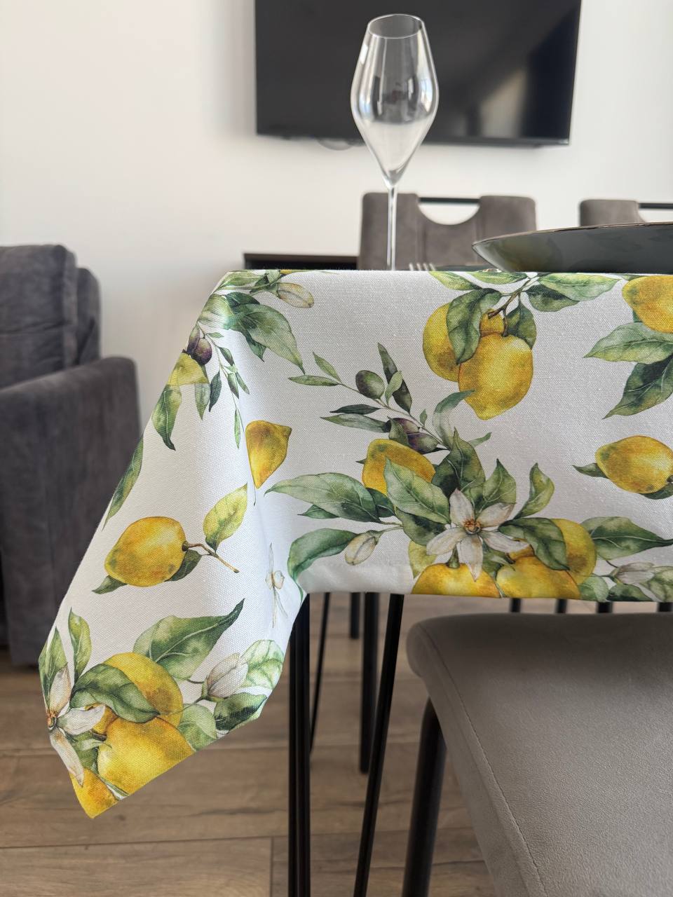 Linen waterproof tablecloth with Teflon, Geometry collection, luxury quality (custom or standard size)