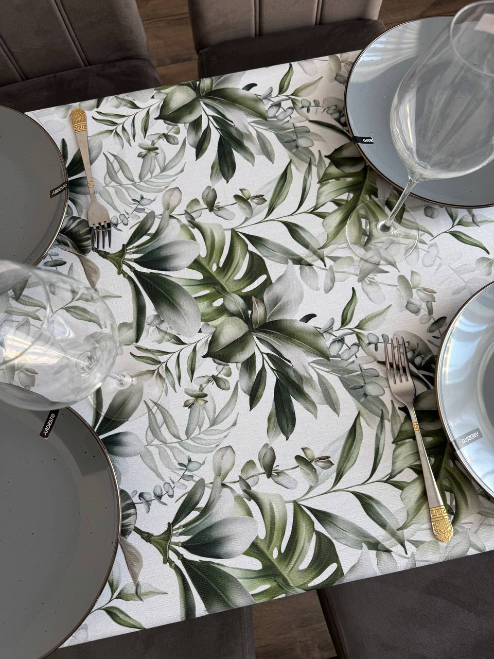 Linen waterproof tablecloth with Teflon, Geometry collection, luxury quality (custom or standard size)