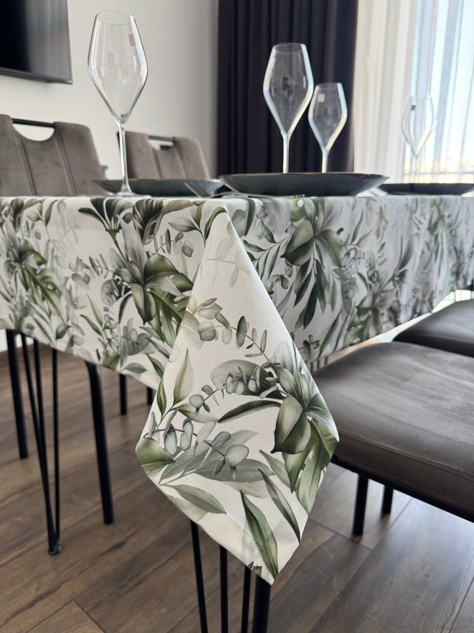 Linen waterproof tablecloth with Teflon, Geometry collection, luxury quality (custom or standard size)