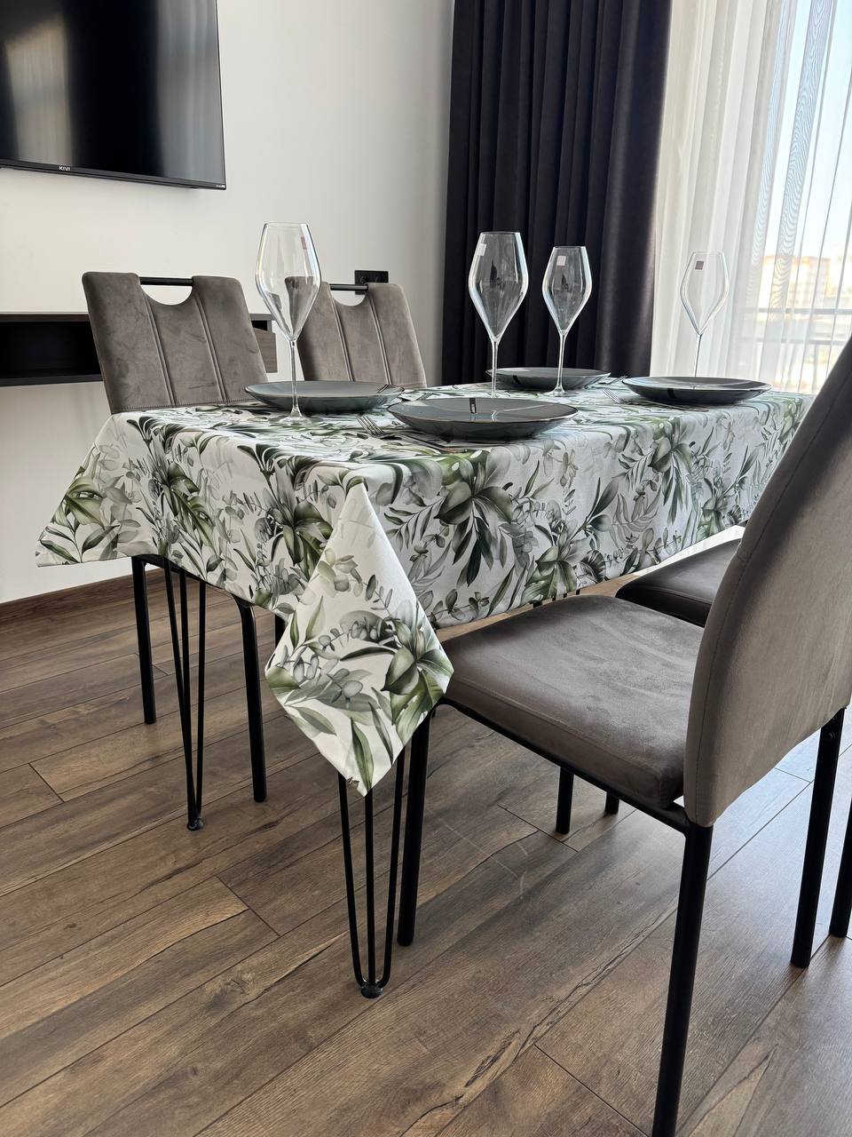 Linen waterproof tablecloth with Teflon, Geometry collection, luxury quality (custom or standard size)