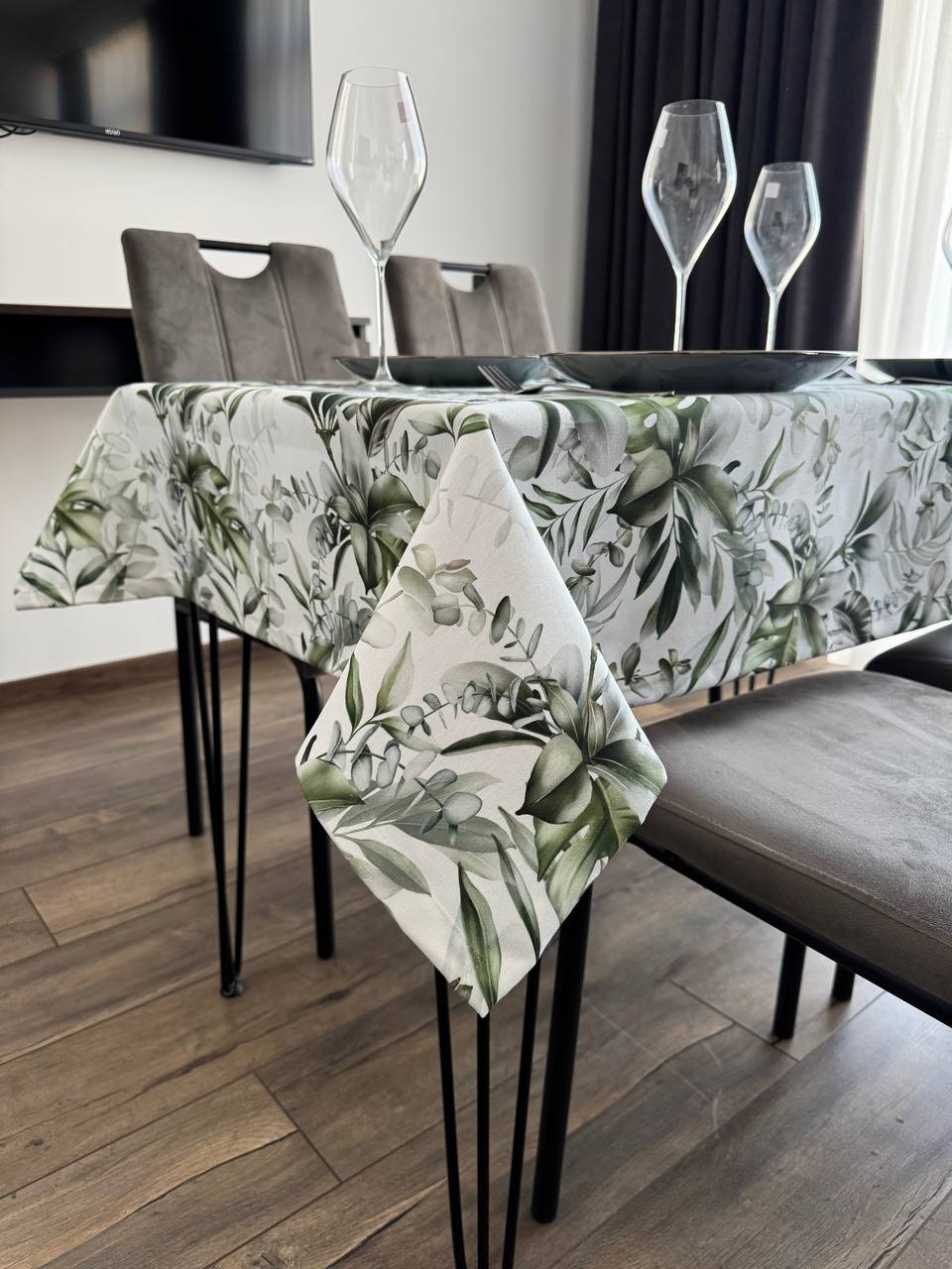 Linen waterproof tablecloth with Teflon, Geometry collection, luxury quality (custom or standard size)
