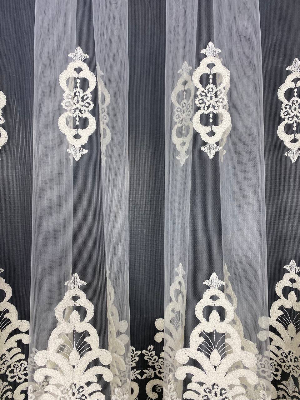 Sheer curtain with beautiful embroidery, milk color