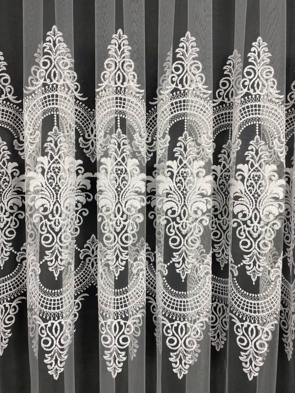 Sheer curtain with beautiful embroidery, white color