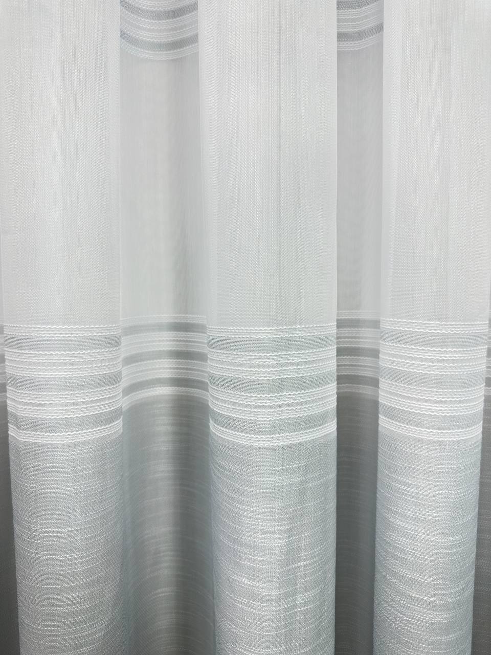 Bamboo-based sheer curtain with linen stripes, gray color