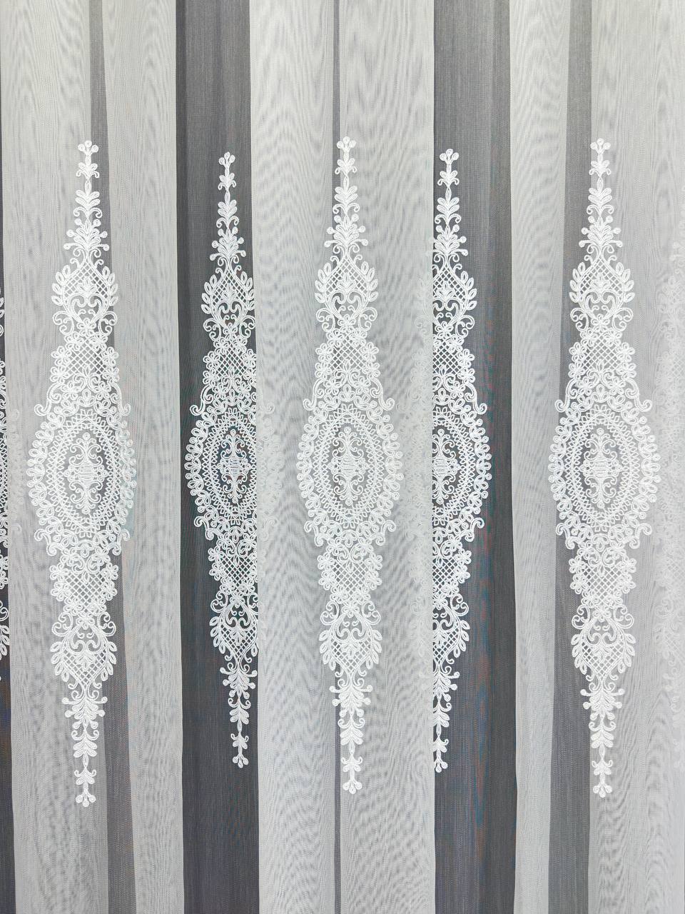 Bamboo-based sheer curtain with beautiful embroidery, white color