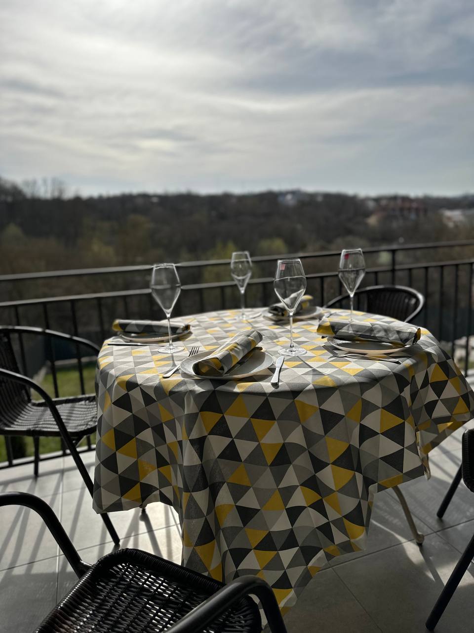 Linen waterproof tablecloth with Teflon, Geometry collection, luxury quality (custom or standard size)