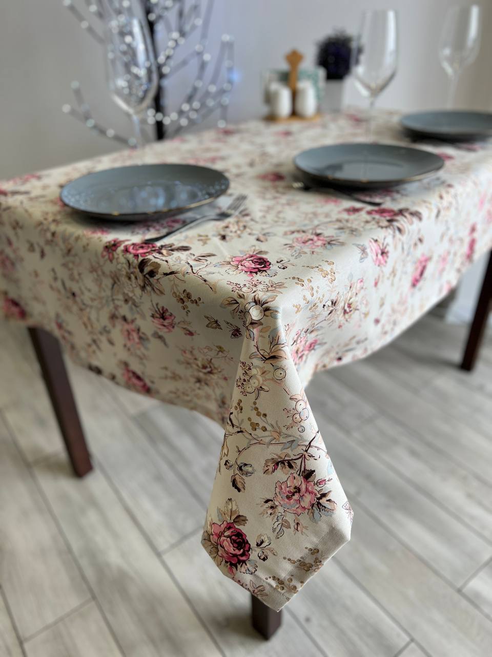 Linen waterproof tablecloth with Teflon, Geometry collection, luxury quality (custom or standard size)