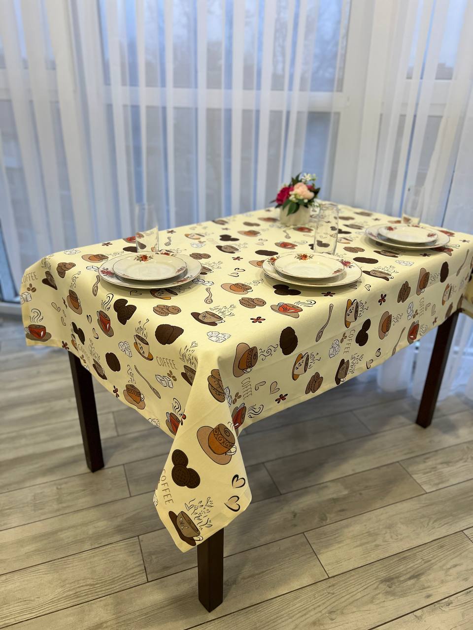 Linen waterproof tablecloth with Teflon, Geometry collection, luxury quality (custom or standard size)
