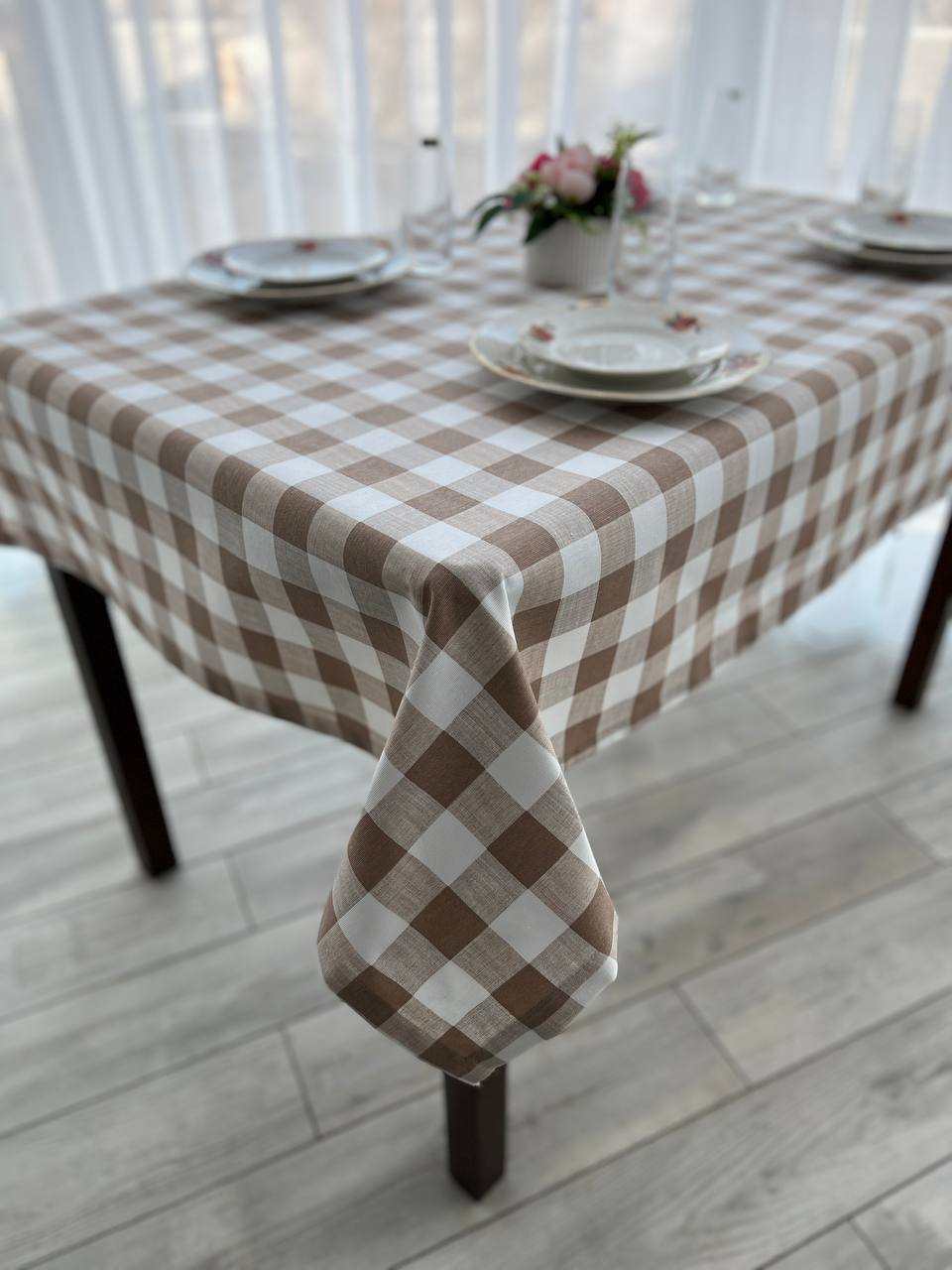 Linen waterproof tablecloth with Teflon, Geometry collection, luxury quality (custom or standard size)