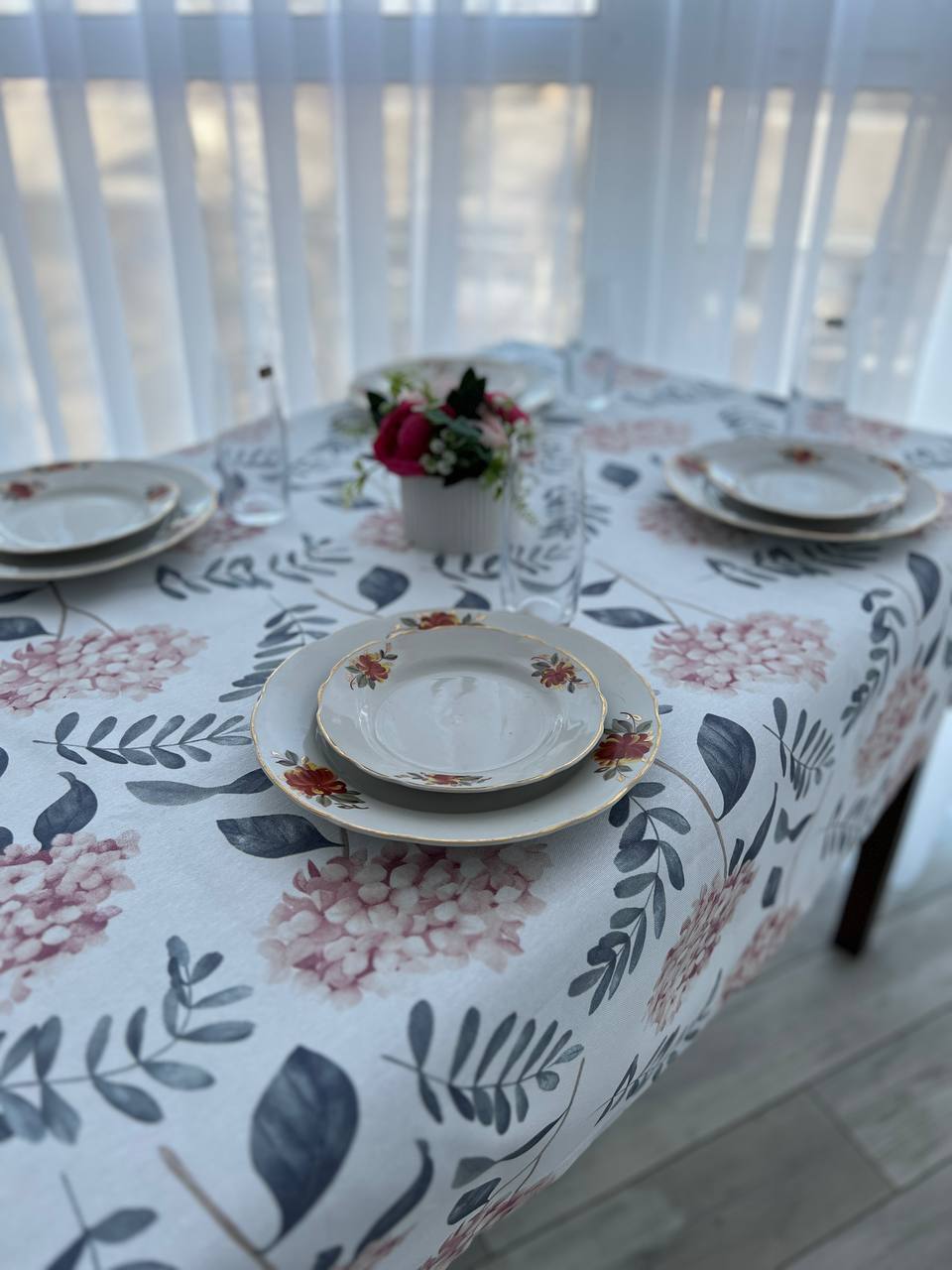 Linen waterproof tablecloth with Teflon, Geometry collection, luxury quality (custom or standard size)