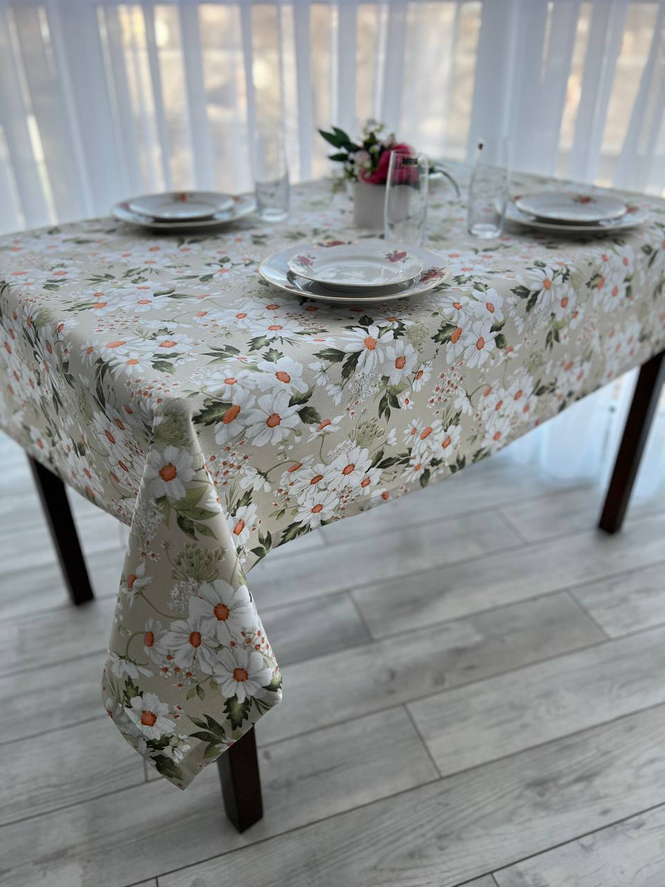 Linen waterproof tablecloth with Teflon, Geometry collection, luxury quality (custom or standard size)