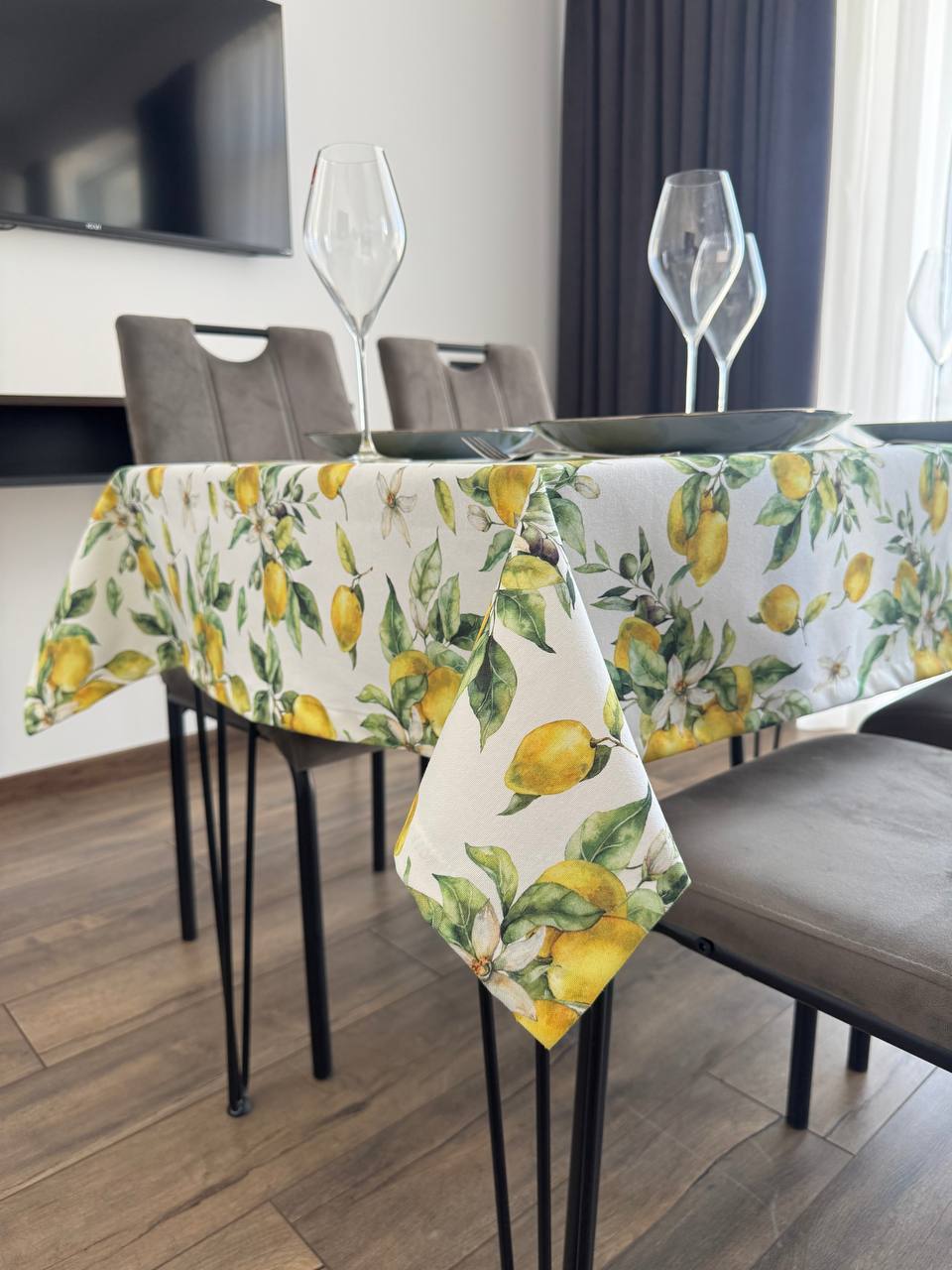 Linen waterproof tablecloth with Teflon, Geometry collection, luxury quality (custom or standard size)