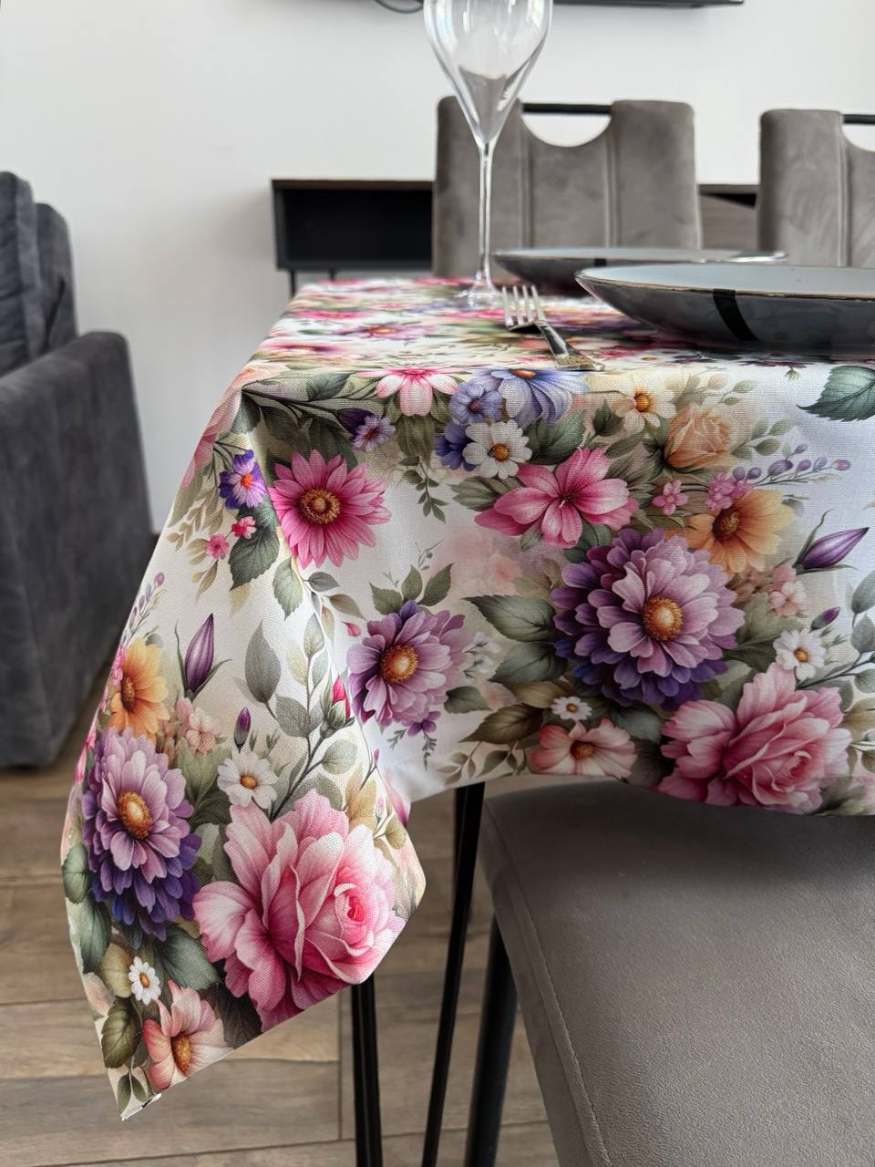 Linen waterproof tablecloth with Teflon, Geometry collection, luxury quality (custom or standard size)