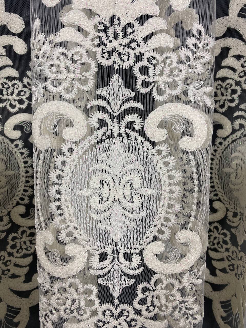 Sheer curtain with beautiful embroidery, milk color