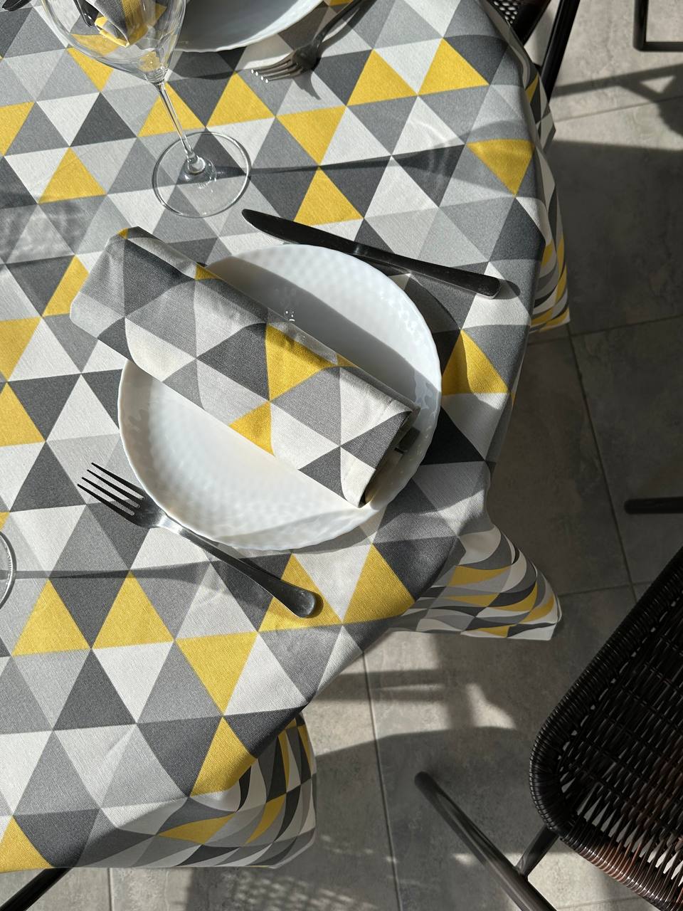 Linen waterproof tablecloth with Teflon, Geometry collection, luxury quality (custom or standard size)